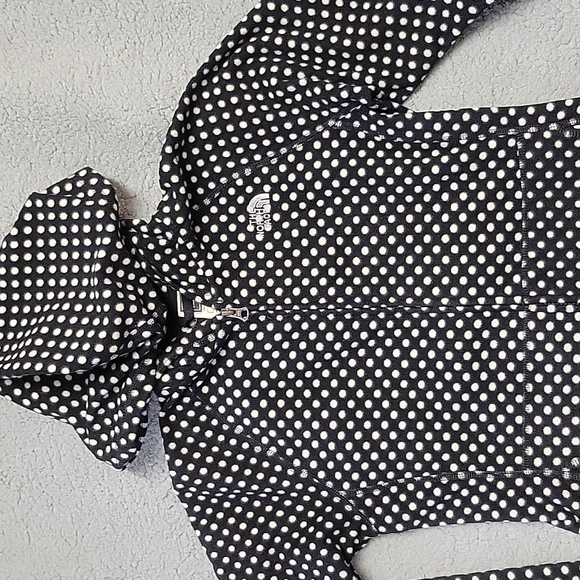 Sold The North Face Fleece Girls Large 14-16 Black White Polka-dot Full Zip - Picture 3 of 12
